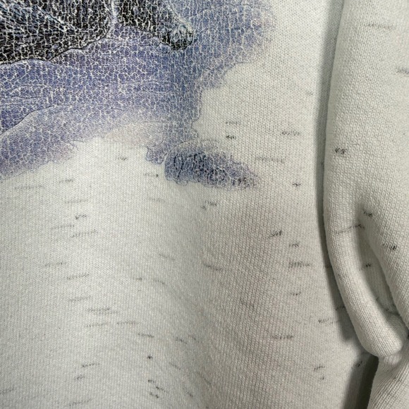 Vintage Nevada Wolf Sweatshirt Mens Small White 90s Nature Graphic Oneita 1990 - Picture 6 of 8